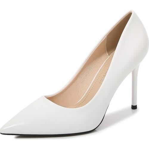 Matte 9cm thin heels Women shoes Wedding Stiletto Plus:35-45 46 shoes woman Glitter Pumps Pointed Toe zapatos mujer ladies shoes