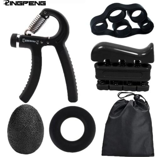 5-piece Hand Grip Enhancer Exercise Kit Hand Grip Ring Finger Exercise Belt Equipment for Rehabilitation and Stress Relief