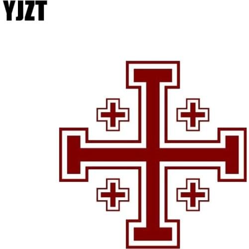 YJZT 11.2CM*11.2CM Creative Jerusalem Cross Decal PVC Car Sticker 12-1257