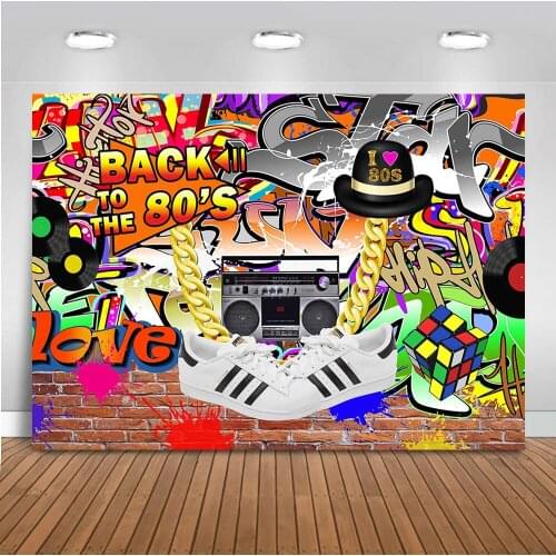 Back to 80s 90s hip hop graffiti wall background for photo Daikin chain 80s love backdrop for photography studio portrait photo
