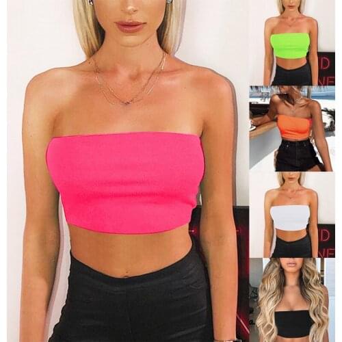 Womens Fashion Sexy High Elastic Strapless Bottoming Shirt Tube Top