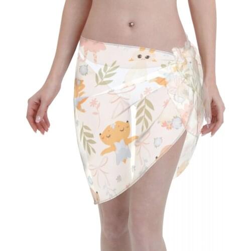 Women Beach Bikini Cover Up Ballet And Animals Wrap Skirt Sarong Scarf Beachwear Bathing Suit Beachwear Swimsuits