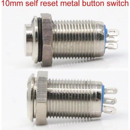 10mm metal button switch self reset one often open one often closed high head flat head