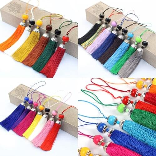 10Pcs 8CM Polyester Silk Beads Tassel Fringe Brush Tassels Trim for Crafts DIY Necklaces Jewelry Finding Key Chains Accessories