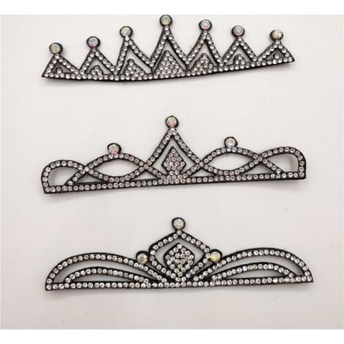 10pcs/lot black Shiny Diamond Crown Padded appliques for headwear decoration handmade hair accessories