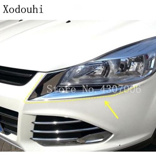 For Ford Kuga Escape 2013 2014 2015 2016 Car Sticker Cover Head Front Eyebrow Trim Light Lamp Frame Cover Parts Hoods 2pcs