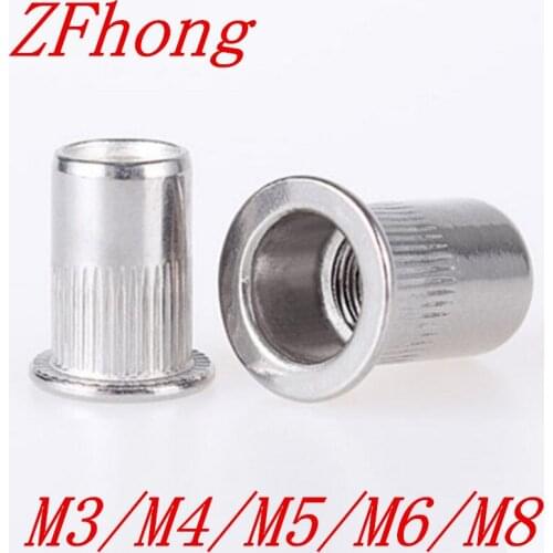 10pcs flat head stainless steel rivet nut M3 M4 M5 M6 M8 Metric flat Head Insert rivet nut