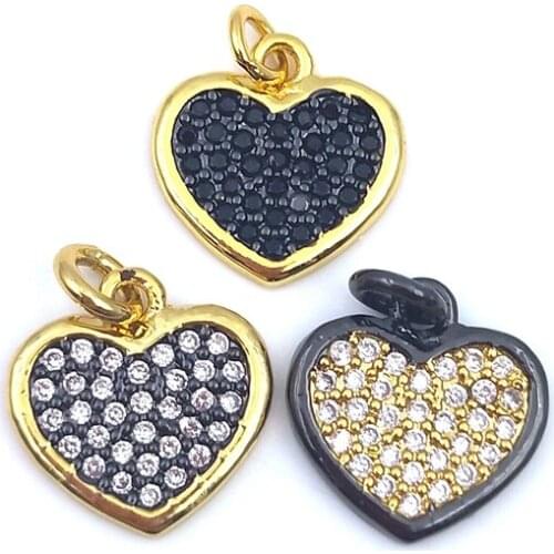 5pcs Shiny Micro CZ Jewelry Tiny Heart Pendant Necklaces For Wonmen Delicate Pendants Gold Cubic Zircon Pendant Bridesmaid Gift