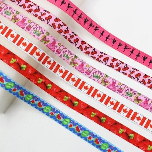 5yds,5/8" cartoon Fold Over Elastic Stretch Foldover FOE Elastics for Hair Ties Headbands DIY handmade Accessories,E-20421-626