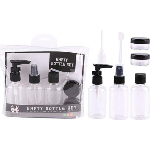 7 Pces Portable Empty Small Travelling Refillable Bottle Set Skin Care Cosmetic Pilyvinyl Alcohol Emulsion Spray Can E916