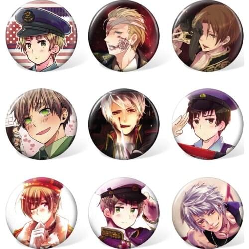 9pcs/set Anime Hetalia Cartoon Characters Brooch or Badge for Clothing & Accessories