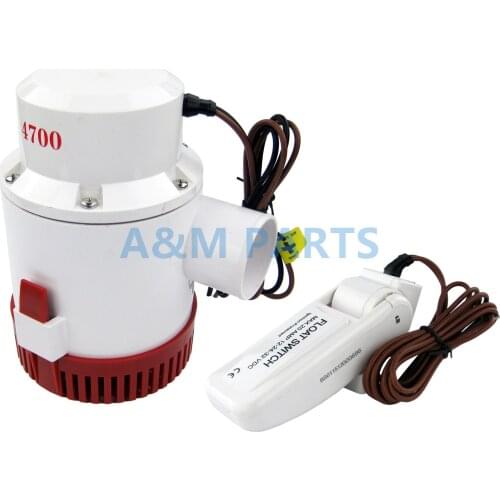 12V 4700GPH Automatic Submersible Bilge Pump for Boats with Float Switch