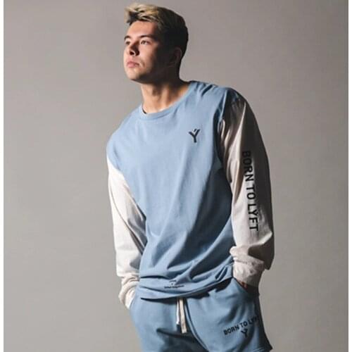 Brand Casual Long sleeve Cotton T-shirt Men Gyms Fitness Workout Loose t shirt Male Print Tee Tops Running Sport Clothing