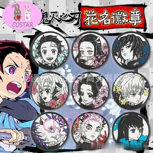 COSTAR Anime Demon Slayer Tanjirou Nezuko Zenitsu Giyuu Shinobu Inosuke Cosplay Anime Badge Brooch