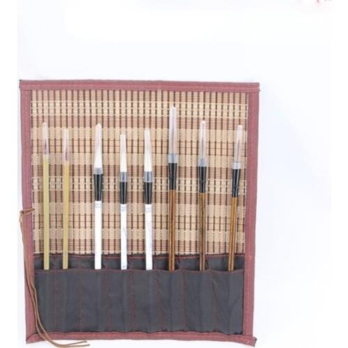 Painting Brush Holder Bamboo Rolling Bag Calligraphy Pen Case Curtain Pack For Art Supplies