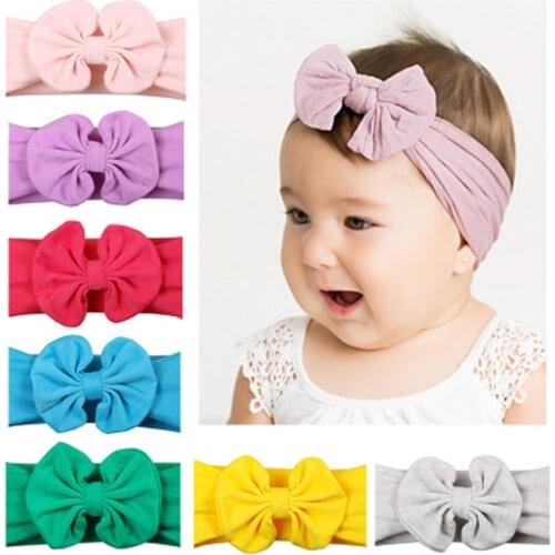 Baby Bowknot Headband Solid Color Elastic Head Wraps Headband Hair Band for baby hair accessoires dropshipping