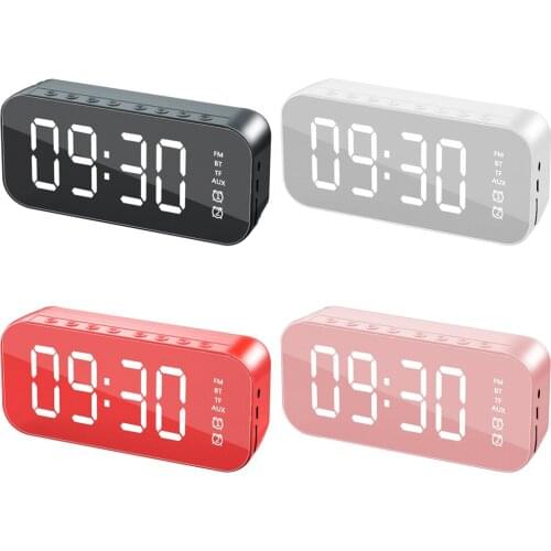 HIFI Bluetooth Speaker Alarm Radio Clock LED Display Digital Mirror Clocks