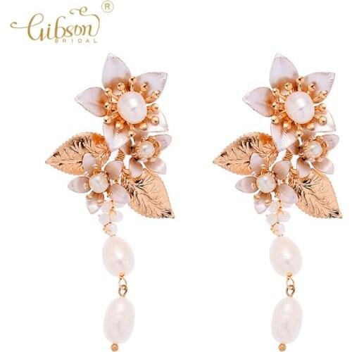 Delicate Flower And Leaves Accessory Wedding Bridal Earring Handmade Pendant Earrings