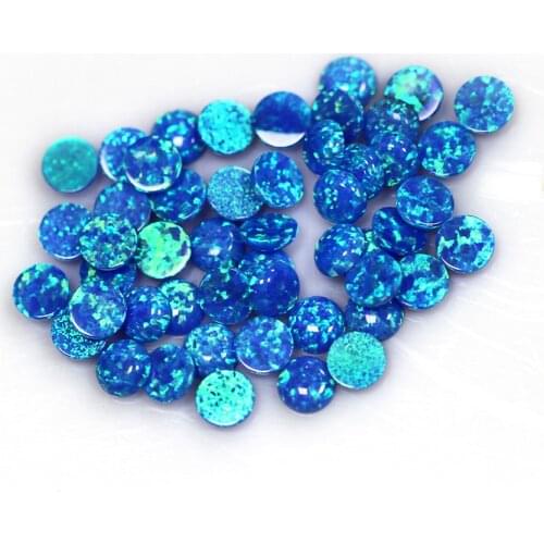 50pcs/Lot Wholesale Round Cabochon OP05 (2mm-10mm) Opal Stone BlueLoose Gemstones For Jewellery Making