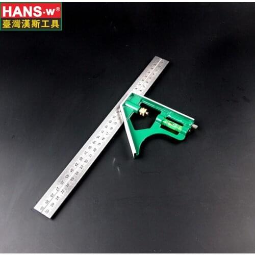 300mm Multifunctional Combination Square Ruler HANS Stainless Steel Horizontal Removable Square Ruler Angle Square Tools HS1023