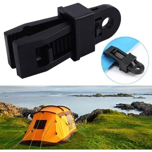 Outdoor Awning Tarp Tent Tighten Clip Clamp Tool with D-Shape Buckle Carabiner