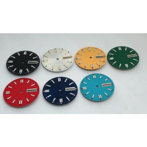 NO BLIGER LOGO Sterile 29mm dial date kit is suitable for NH36 night plate parts male watch movement dial 7 colors optional