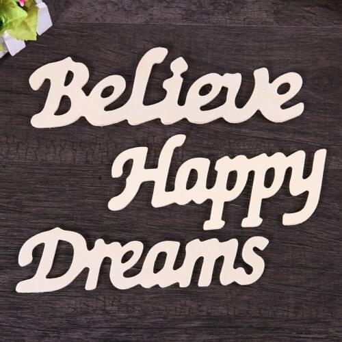 BELIEVE FAMILY DREAMS HAPPY HOPE Wood Sign, Home Party Wedding Decorative Wood Letters Sign, Standing Cutout Word Decor Wall Art