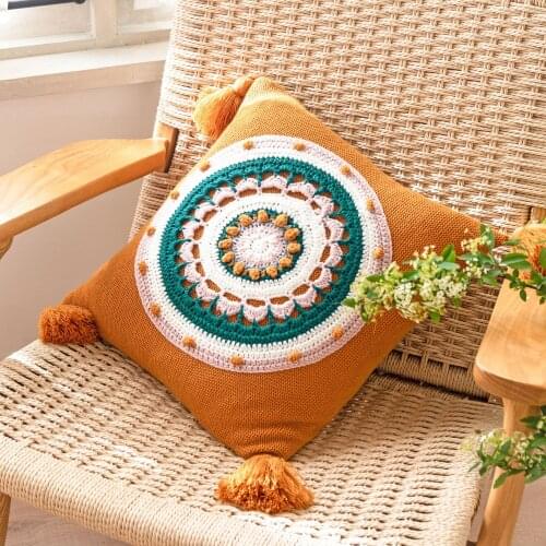 Nordic Tassel Knitted Large Pillowcase Office Sofa Cushion cover Bohemian Waist Pillow cover 45x45 geometry Car Home decoration