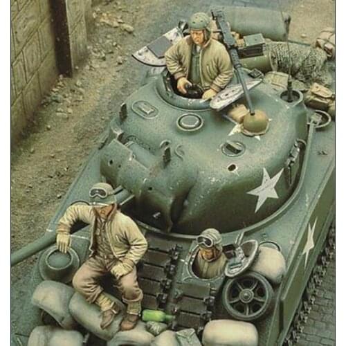 Unassambled 1/35 US Sherman Crew (NO CAR just have 3 man ) Resin figure miniature model kits Unpainted