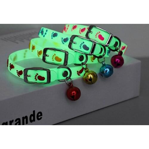 New Pet Glowing Collars with Bells Glow at Night Dogs Cats Necklace Light Luminous Neck Ring Accessories Drop Shipping