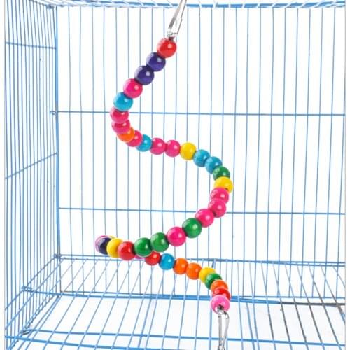 New Multicolor Wooden Ladder Swing Exercise Rainbow Parrot Parakeet Ladder Hamster Toy Beads Parrot Birds Toys Cage