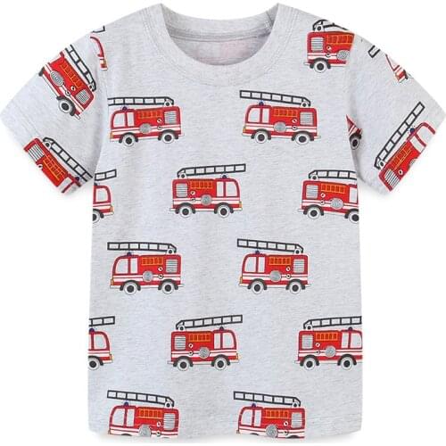 Kids Clothing Baby Boy Cartoon Print Short Sleeve T-shirts Summer New Kids Casual Fashion Cotton Tops 2-8 Y Toddler Boys Clothes