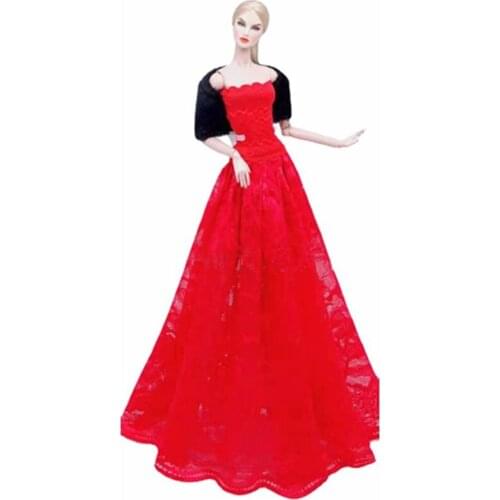 1/6 BJD Clothes For Barbie Doll Outfits Red Wedding Dress Princess Evening Party Gown 11.5" Dollhouse Accessories Kids Toys Gift