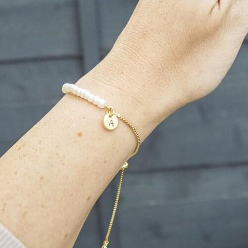 Personalized ivory pearl initial bracelet, pearl bracelet, initial bracelet, bridesmaid gift, slider bracelet