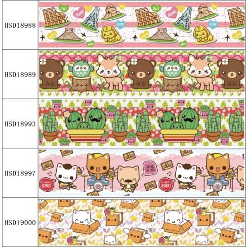 22MM 25MM 38MM 50MM 75mm Printed Pattern on Grosgrain Ribbon for diy ribbon