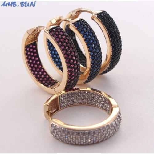 MHS.SUN Colorful AAA CZ Hoop Earrings For Women/Girls Luxury Full Zircon Circle Loop Earrings Fashion Jewelry Gifts 1Pair