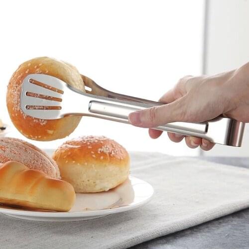 BBQ Grilling Tong Stainless Steel Wood Handle Kitchen Cooking Grilling Barbecue Non-Stick Salad Food Clip Kitchen Accessories 1b