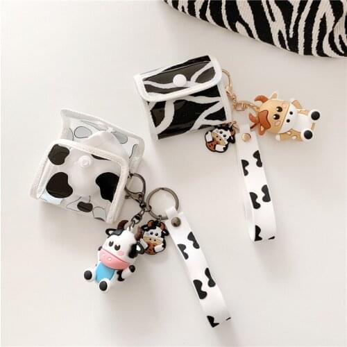 Cute Cartoon Cow Case With Hook For Airpods 1 2 Pro Silicone Soft Protector Cover Bluetooth Wireless Headphone Box