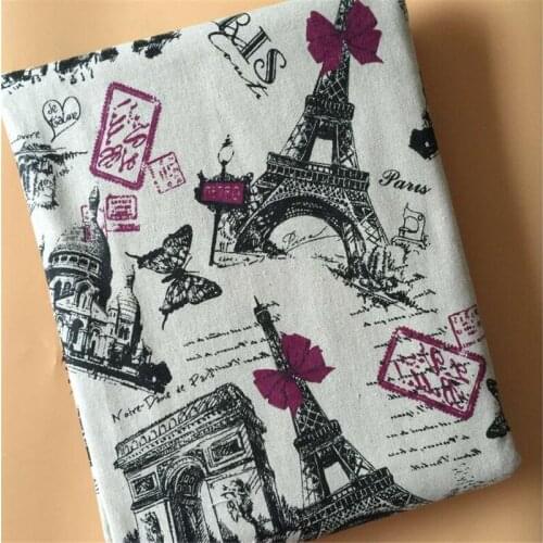 Cotton Linen Blend Fabric French Architecture Printed Cotton Linen Fabric DIY Sewing Canvas Material Manual Quilting Textile