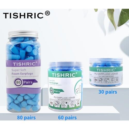 TISHRIC 30/60/80 Pairs Sponge Earplugs Anti-Noise Ear Plugs for Sleeping Travel Noise Reduction Rate 35.5db Ear Plug Multicolor