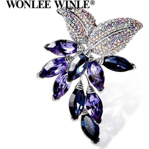 Wonlee Winle TOP Quality Full Rhinestone Austria Crystal Grapes Brooches for Women Fashion Jewelry