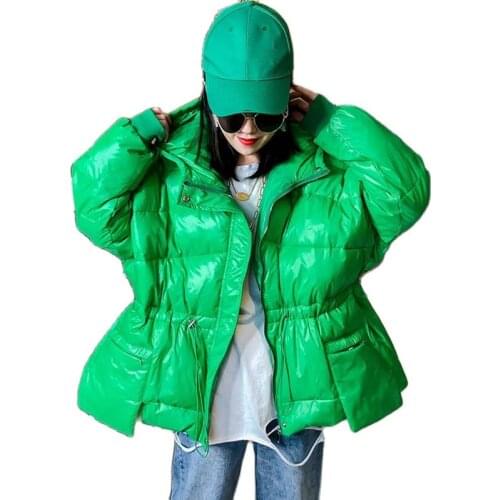 Candy-colored Cotton-padded Short Womens Winter Jackets New Korean Style Hooded Waist Oversize Jacket Parkas Women Fashion Coat