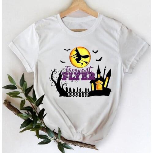 Clothing Witch Ladies Female Tees 2021 Top Print T-Shirt Women Autumn Fall Thanksgiving Halloween Graphic Tshirt T