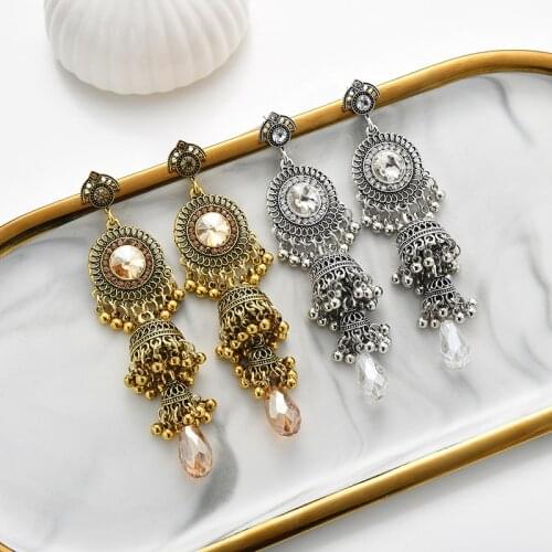 Retro Gold Earrings Indian Jewelry For Women 2020 Geometric Boho Long Bell Tassel Statement Wedding Vintage Earrings