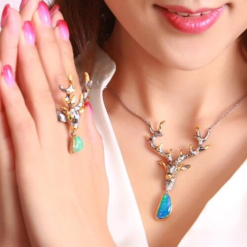 High-end Private Jewelry Manufacturers Personalized Design S925 Sterling Silver Inlaid Opal Animal Style Womens Necklace