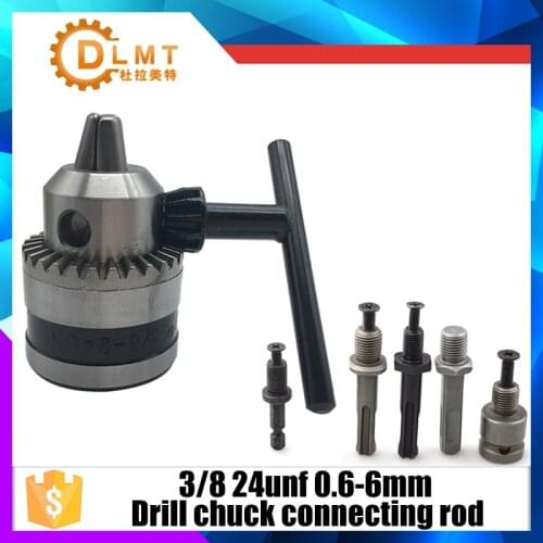 0.6-6mm Drill Chuck Driver Converter 3/8 Inch 24UNF With 1/4 Inch Hex Shank Key Adaptor Round handle
