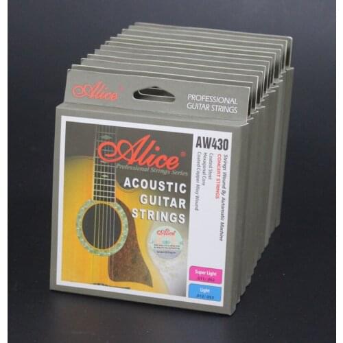12 Set Alice AW430 Steel Hexagonal Core Coated Copper Alloy Wound Acoustic Guitar Strings
