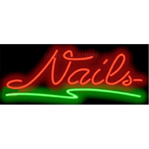 17*14" Nail NEON SIGN REAL GLASS BEER BAR PUB LIGHT SIGNS store display Restaurant Shop Beauty and Body care Advertising Lights