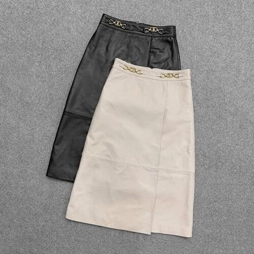 2021 New Style Women Genuine Slim Leather Sheepskin Skirt