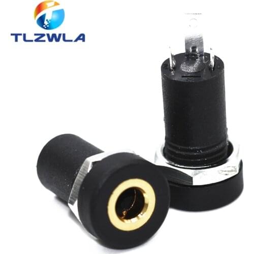 5PCS PJ392A 3.5MM Audio Jack Socket 3 Pole Black Stereo Solder Panel Mount Gold With Nuts PJ-392A